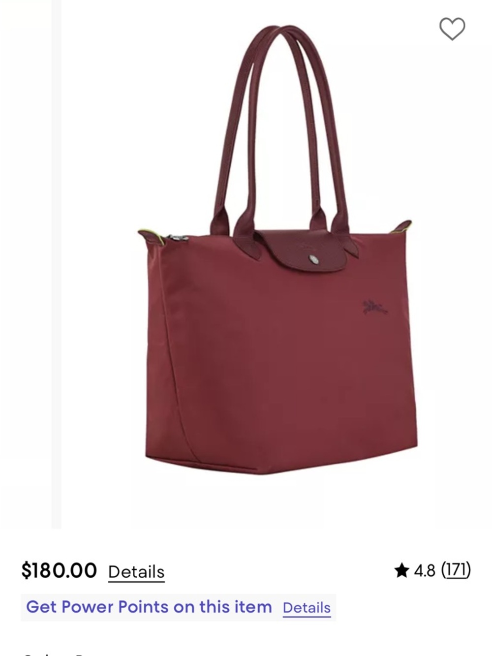Longchamp burgundy tote with lime trim size large (comes with a mini as bonus) - Picture 4 of 14